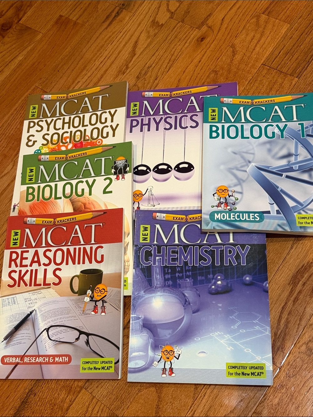 Set of 6 MCAT prep Examkrackers books